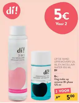 Di Op de make upremovers en micellair water aanbieding