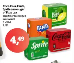 Spar Coca-Cola, Fanta, Sprite zero sugar of Fuze tea aanbieding