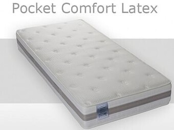 De Matrassen Gigant Matelas Jaritex à ressorts ensachés et latex coloris blanc et gris-140x210 cm-Moyen aanbieding