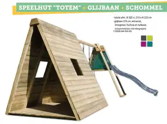 Speelhut totem + glijbaan + schommel