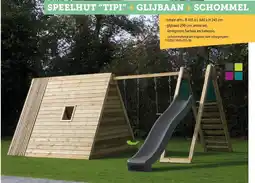 Hubo Speelhut tipi + glijbaan + schommel aanbieding
