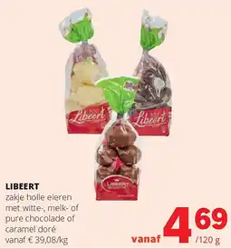 Spar LIBEERT zakje holle eieren met witte-, melk- of pure chocolade of caramel doré aanbieding