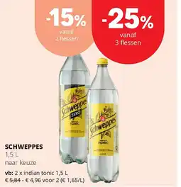 Spar SCHWEPPES indian tonic 1,5 L aanbieding