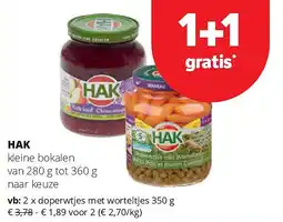 Spar HAK doperwtjes met worteltjes 350 g aanbieding