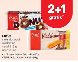Spar LOTUS madeleine 16 stuks 400 g aanbieding