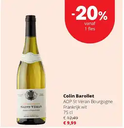 Spar Colin Barollet AOP St Véran Bourgogne Frankrijk wit 75 cl aanbieding