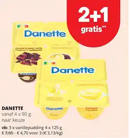 Spar DANETTE vanillepudding 4 x 125 g aanbieding