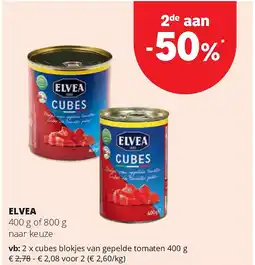 Spar ELVEA cubes blokjes van gepelde tomaten 400 g aanbieding