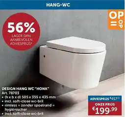 Zelfbouwmarkt DESIGN HANG WC “HONK” aanbieding