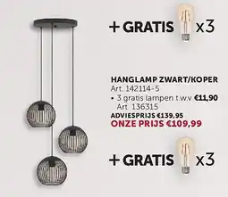 Zelfbouwmarkt HANGLAMP ZWART/KOPER aanbieding
