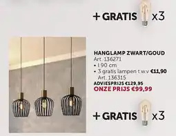 Zelfbouwmarkt HANGLAMP ZWART/GOUD aanbieding