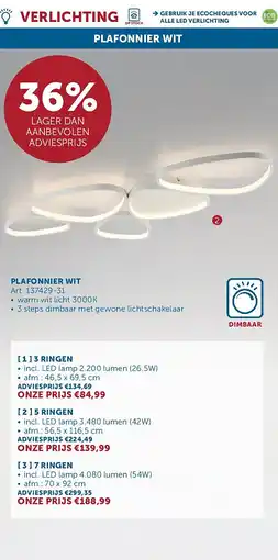 Zelfbouwmarkt PLAFONNIER WIT 3 RINGEN aanbieding