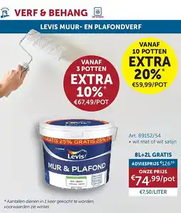 Zelfbouwmarkt LEVIS MUUR- EN PLAFONDVERF aanbieding