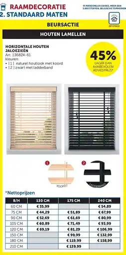 Zelfbouwmarkt HORIZONTALE HOUTEN JALOEZIEËN aanbieding