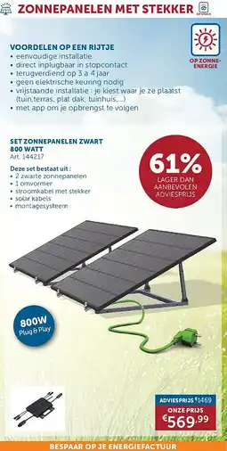 Zelfbouwmarkt SET ZONNEPANELEN ZWART 800 WATT aanbieding