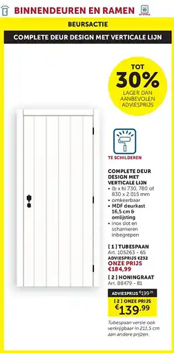 Zelfbouwmarkt COMPLETE DEUR DESIGN MET VERTICALE LIJN aanbieding