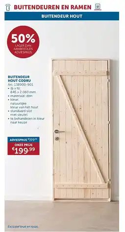 Zelfbouwmarkt BUITENDEUR HOUT CODRU aanbieding