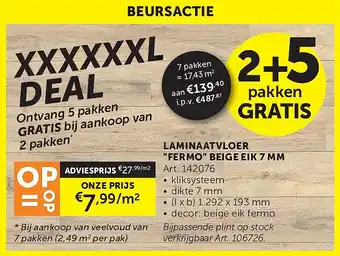LAMINAATVLOER FERMO BEIGE EIK 7 MM