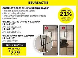 Zelfbouwmarkt COMPLETE GLASDEUR MURANO BLACK aanbieding