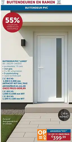 Zelfbouwmarkt BUITENDEUR PVC LUMEO aanbieding