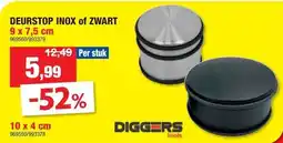 Hubo Diggers Deurstop Inox of Zwart aanbieding
