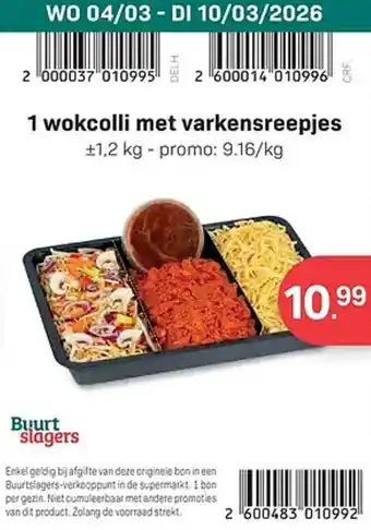 1 wokcolli met varkensreepjes