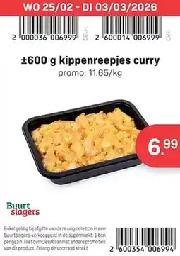 Buurtslagers Kippenreepjes curry aanbieding