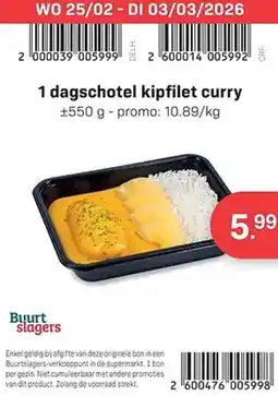 Buurtslagers 1 dagschotel kipfilet curry aanbieding