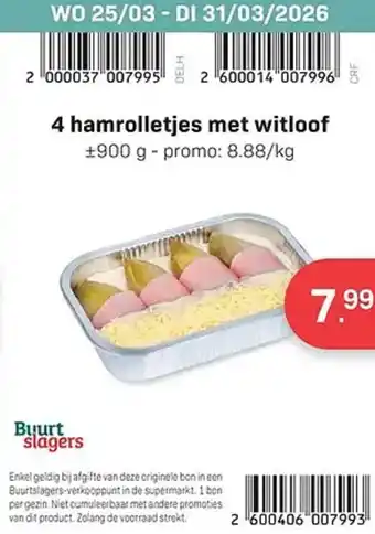 4 hamrolletjes met witloof