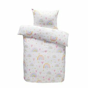 Leen Bakker Comfort dekbedovertrek Saar - roze - 140x200 cm - Leen Bakker aanbieding