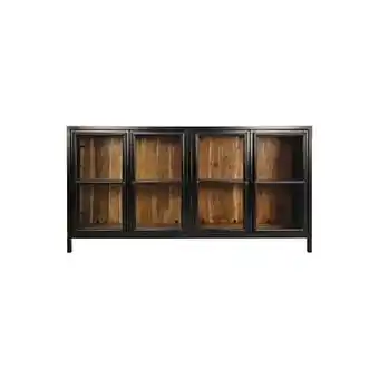 Leen Bakker Dressoir Kingston - naturelkleur/zwart - 90x170x40 cm - Leen Bakker aanbieding