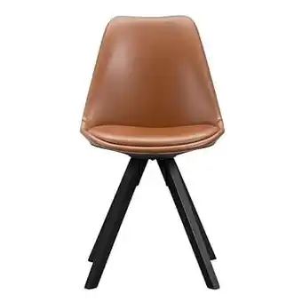 Leen Bakker Eetkamerstoel Senja - lederlook - cognac - zwart hout - Leen Bakker aanbieding