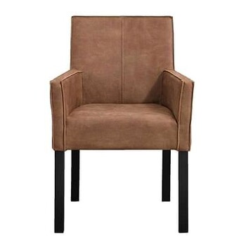 Leen Bakker Eetkamerstoel Casey met armleuning - microleder - cognac - Leen Bakker aanbieding