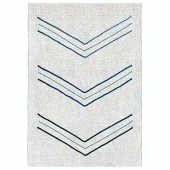 Leen Bakker Art For Kids tapijt Chevron - wit/blauw - 140x200 cm - Leen Bakker aanbieding