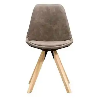Leen Bakker Eetkamerstoel Senja - taupe stof Cowboy - naturelkleurig hout - Leen Bakker aanbieding