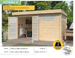 Hubo Woodlands Ottawa II houten tuinhuis 415x295x230 cm blokhut anticondensbescherming aanbieding