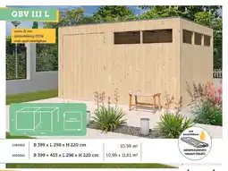 Hubo Woodlands QBV L houten tuinhuis 399x298x220 cm blokhut aanbieding