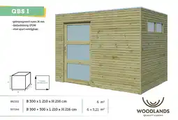 Hubo Woodlands QBS I houten tuinhuis 300x210x216 cm hout geà¯mpregneerd + extensie 300cm aanbieding