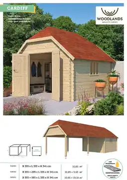 Hubo Woodlands Cardiff L houten tuinhuis 355x355x315 cm blokhut aanbieding