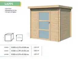 Hubo Gardenas Lappi I houten tuinhuis 205x175x191 cm blokhut aanbieding