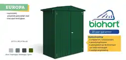 Hubo Biohort Europa 1 tuinhuis 172x84x196 cm metaal donkergroen aanbieding