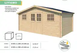 Hubo Gardenas Livigno houten tuinhuis 505x295x248 cm blokhut anticondensbescherming aanbieding