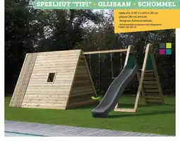Hubo BnB Wood Tipi speelhuisje + glijbaan antraciet aanbieding