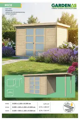 Hubo Gardenas Nice houten tuinhuis 295x250x208 cm blokhut aanbieding