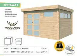 Hubo Woodlands Ottawa I houten tuinhuis 355x295x230 cm blokhut anticondensbescherming aanbieding