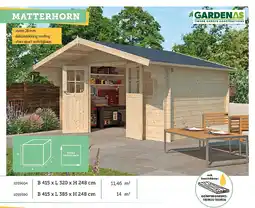 Hubo Gardenas Matterhorn houten tuinhuis 415x320x248 cm blokhut aanbieding