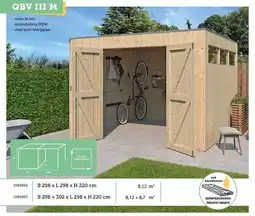 Hubo Woodlands QBV M houten tuinhuis 298x298x220 cm blokhut aanbieding