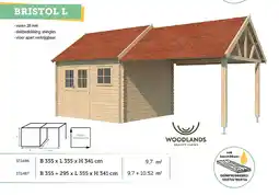 Hubo Woodlands Bristol L houten tuinhuis 355x320x328 cm blokhut aanbieding