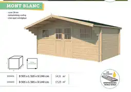 Hubo Gardenas Mont Blanc XL houten tuinhuis 505x385x248 cm blokhut aanbieding