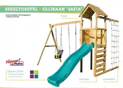 Hubo BnB Wood Safia speeltoestel + glijbaan turkoois aanbieding